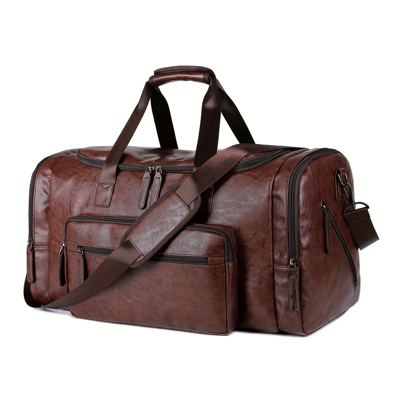 Bolsa de Viaje Vintage para Hombre - 40L Gran Capacidad con Múltiples Bolsillos Laterales, Asas Dobles de Hombro/Tote y Correa Ajustable, Aprobada para Debajo del Asiento en Aviones para Viajes de Negocios (Burgundy/), Equipaje para Viajes, Cierre de Crem