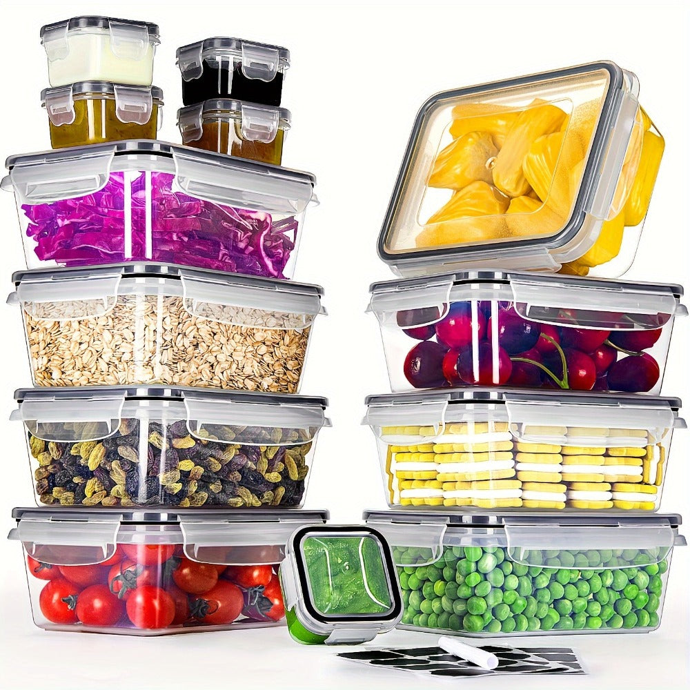 26 Piezas de Recipientes para Almacenar Alimentos, Caja de Salsas Apilable, Juego de Tazones de Cocina (13 Cajas + 13 Tapas) - Contenedores de Plástico Herméticos con Tapas - Aptos para Microondas y Congelador, Cajas para Almuerzo