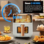 Freidora de Aire de Gran Capacidad de 5L, 8 Menús Preestablecidos Táctiles, Fácil de Limpiar, Freír Saludable y Sin Aceite, Adecuada para Reuniones Familiares y Uso en la Cocina