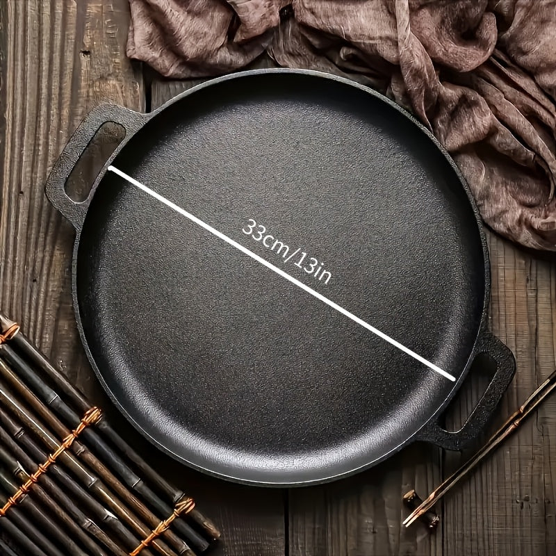 1 Sartén de Hierro Fundido con Doble Mango, Solo Lavado a Mano - Sartén Sin Recubrimiento, Ideal para Freír Panqueques, Dorar Filetes, Cocinar Huevos, Asar y Saltear - Perfecta para Cocinas Domésticas y Cocina al Aire Libre - No Requiere Electricidad