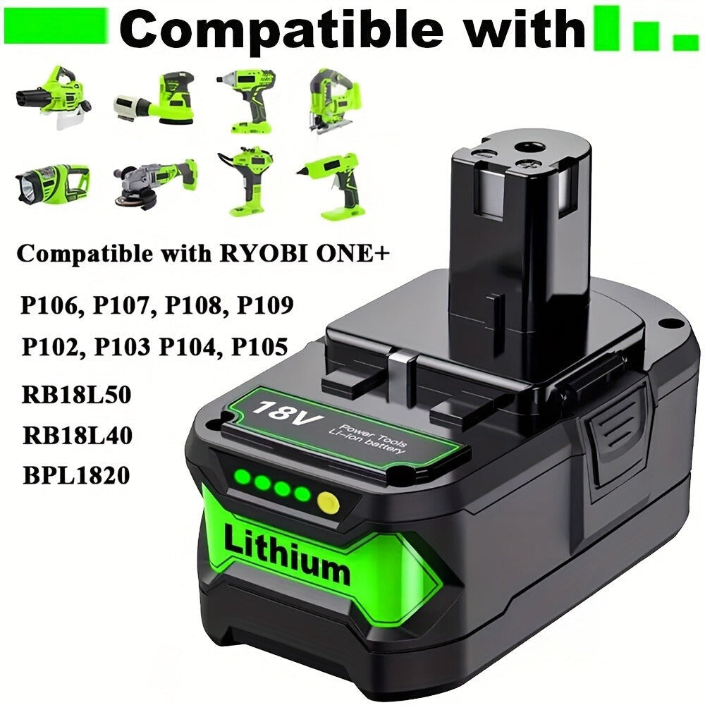 Paquete de 1-2 P108 8.0AH 18V Batería Compatible con Ryobi 18V ONE+ Batería de Repuesto P108 P102 P103 P104 P105 P107 P109 P122 Baterías para Herramientas Inalámbricas Baterías de Carga Rápida con Indicador