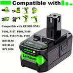 Paquete de 1-2 P108 8.0AH 18V Batería Compatible con Ryobi 18V ONE+ Batería de Repuesto P108 P102 P103 P104 P105 P107 P109 P122 Baterías para Herramientas Inalámbricas Baterías de Carga Rápida con Indicador