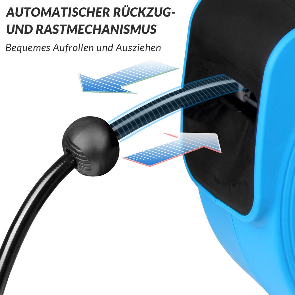 MONZANA® Manguera de Aire Reel 10M+1M Retroalimentación Automática Conexión 1/4" 12 Bar Ø12Mm Enroscador de Manguera Automático Montaje en Pared de Manguera de Aire