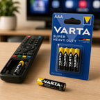 Caja de 12 pailas de 4 pilas AAA VARTA Super Heavy Duty de zinc-carbón de 1.5V R03 para controles remotos y relojes