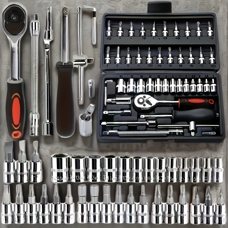 Kit de herramientas para taller 46 piezas | Reparación automoción montaje y bricolaje