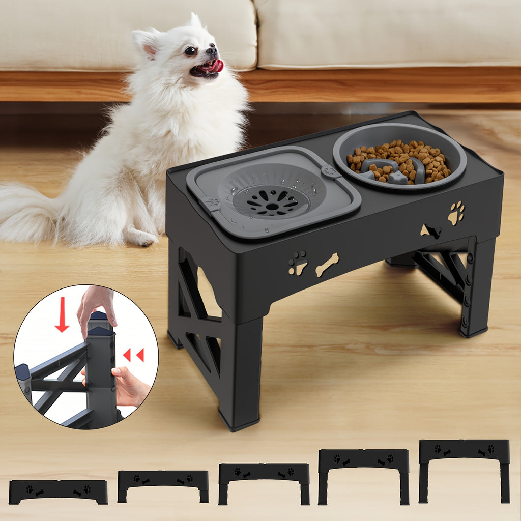 Comedero para mascotas | 1 Set Comedero Elevado para Mascotas, Soporte Ajustable de Doble Tazón para Perros y Gatos, Estación de Alimentación