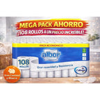 Colhogar albor , Ahorro XXL 108 Rollos Papel Higiénico WC - Olvídate de Comprar por Meses