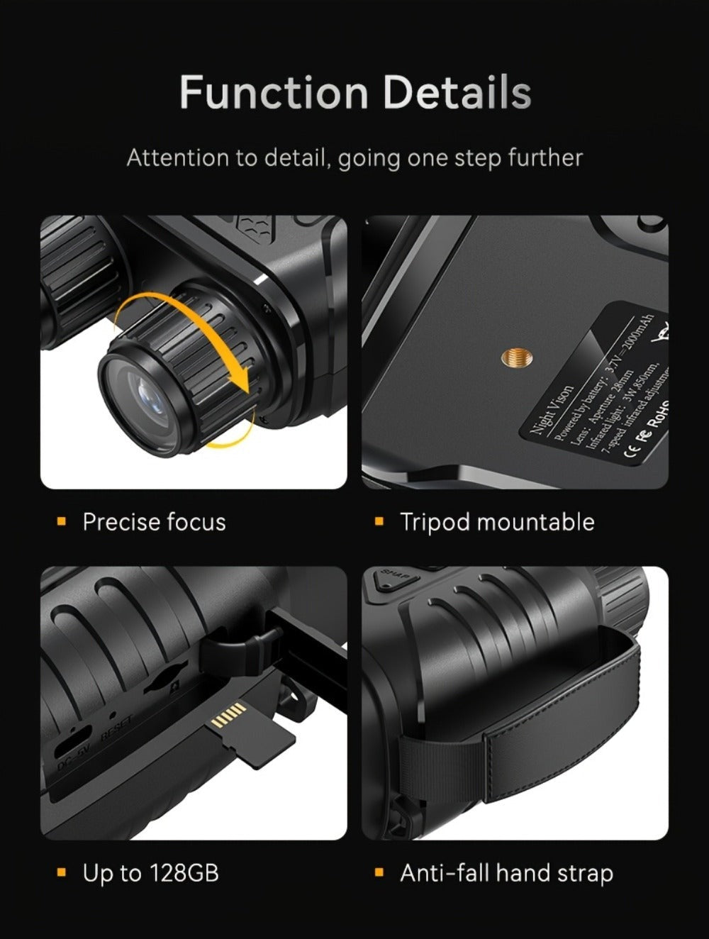 Binoculares de visión nocturna 4K HD, gafas de visión nocturna con pantalla de 3 pulgadas y linterna, adecuadas para la caza al aire libre en la oscuridad, seguridad para acampar, observación de la vida silvestre, zoom digital 10X, batería incorporada de