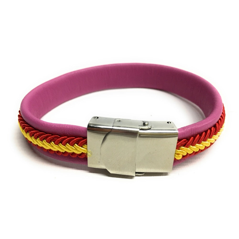 Pulsera De Piel Bandera De España (Hecho a Mano) | Complementos de Moda Unisex para Hombres y Mujeres de Estilo Atemporal y Elegante | Regalos Originales y Exclusivos