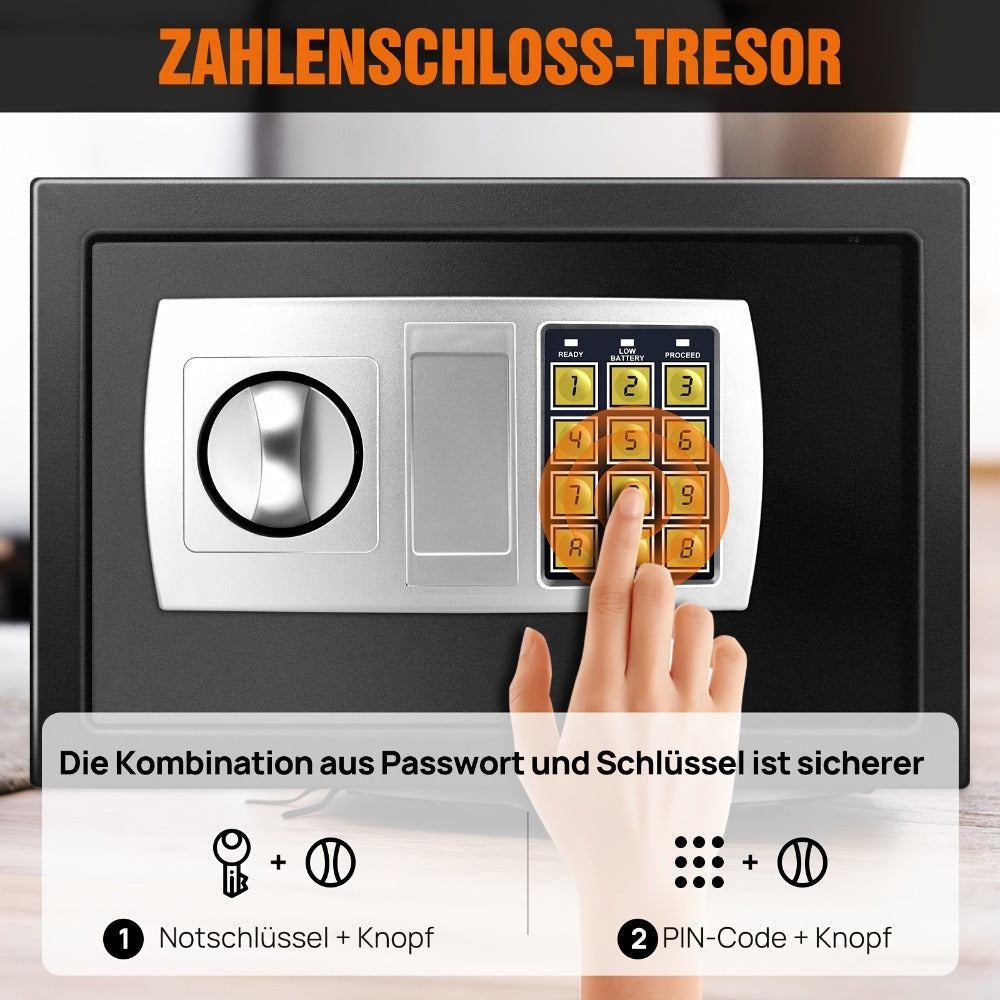 Caja Fuerte de Seguridad para Ropa y Objetos de Valor, Caja Fuerte Digital con 2 Llaves para Negocios, Dinero, Joyas y Objetos de Valor, Ideal como Regalo de Halloween o Navidad