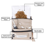 Pitillera tabaco de liar hombre y mujer tabaquera de cigarillos de PU y tela material hidrófugo forro impermeable con asa de mano