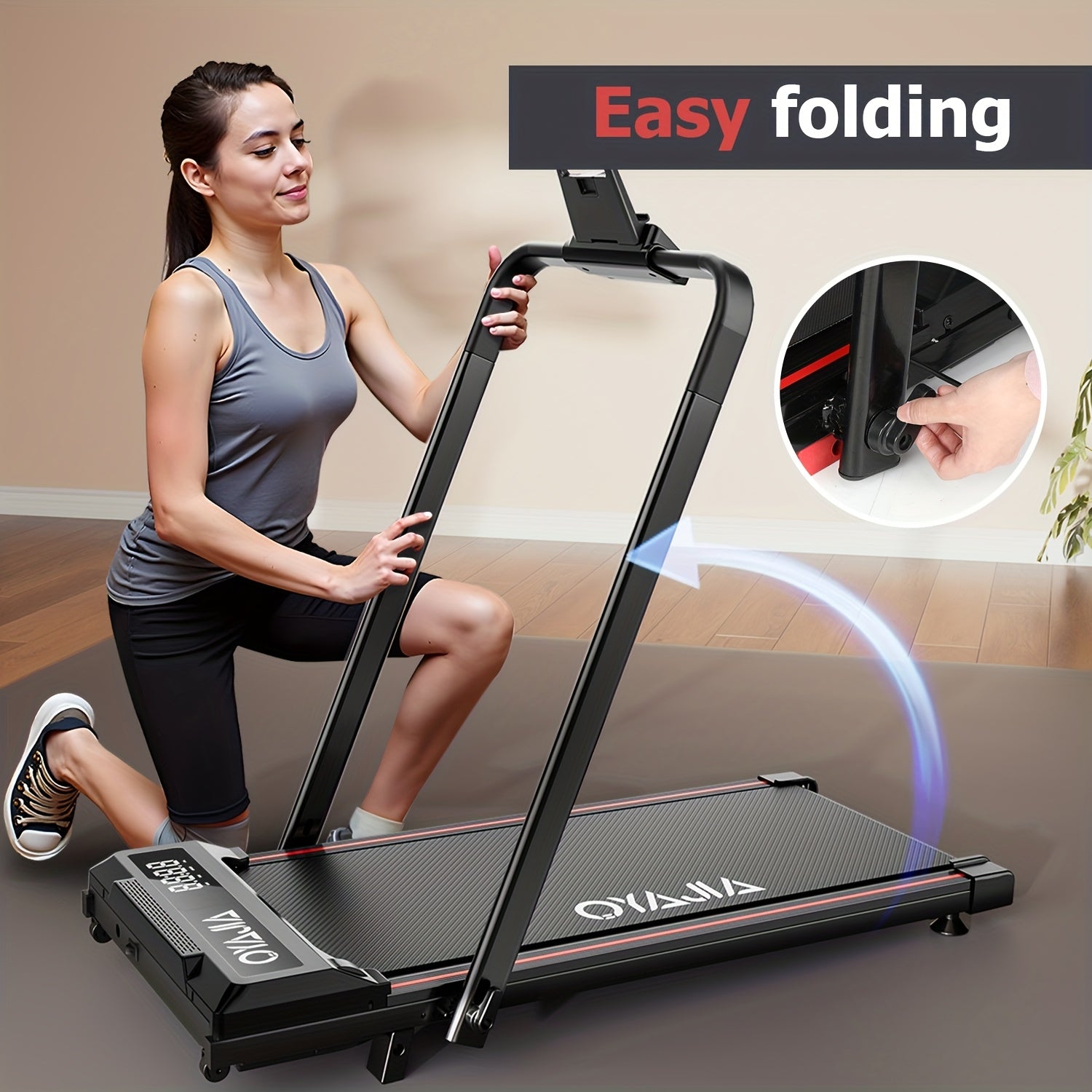 2 En 1 Alfombra de Caminata Plegable para Máquina de Caminata Eléctrica Doméstica con Control Remoto y Pantalla LCD, Alfombra de Caminata Compacta 1-6 KMH, Alfombra de Caminata Plegable para Entrenamiento en la Oficina en Casa, Sin Batería