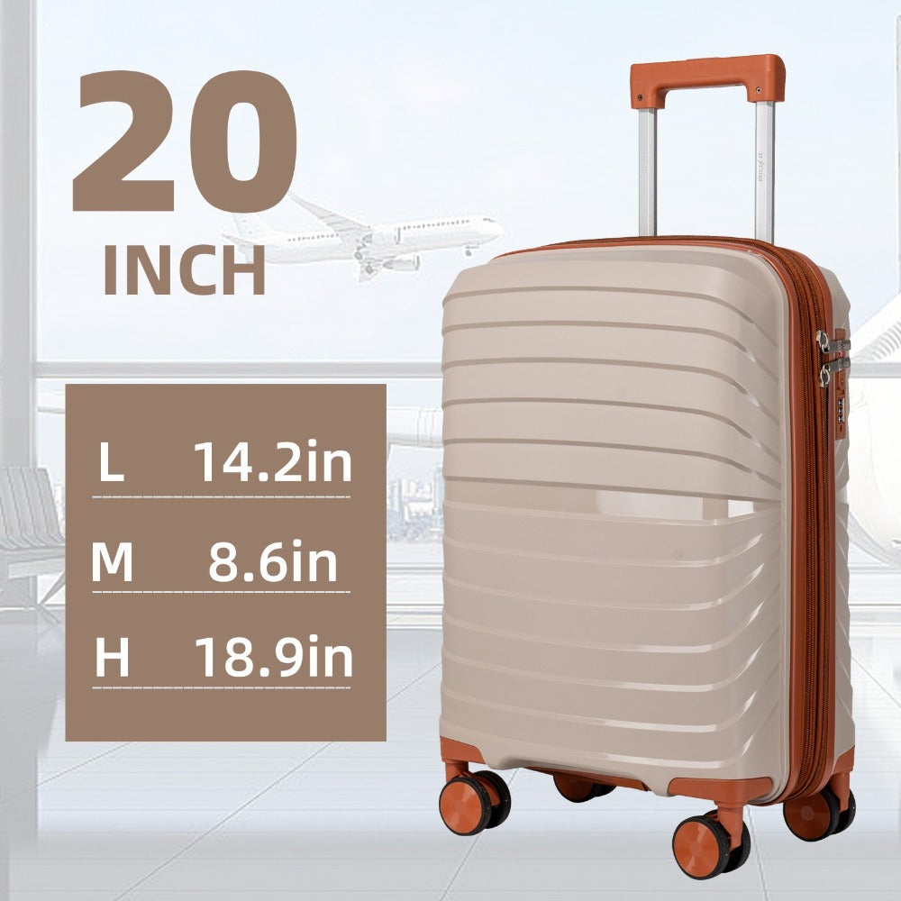Maleta Nueva de 20 Pulgadas 100% PP | Resistente a Golpes y No Deformable | Diseño Expandible | Lista para Vuelos | Ideal para Aventuras de Viaje y un Regalo Práctico Perfecto para Amigos