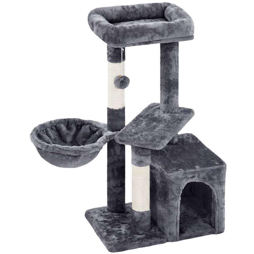 Costoffs Árbol de Gato con Plataforma de Altura de 87 Cm Árbol de Escalada con Cueva Cesta Postes de Sisal