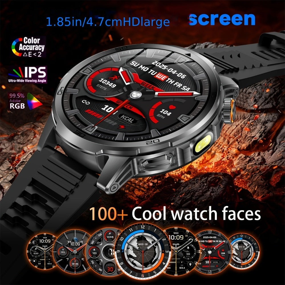 Reloj Inteligente LIGE para Hombres con Llamadas, Batería de 1000mAh/Linterna/Dos Cables de Carga, Pantalla HD Grande de 1.85 Pulgadas, Reloj de Fitness con 100+ Modos Deportivos, Monitor de Sueño IPX8 para Android e IOS