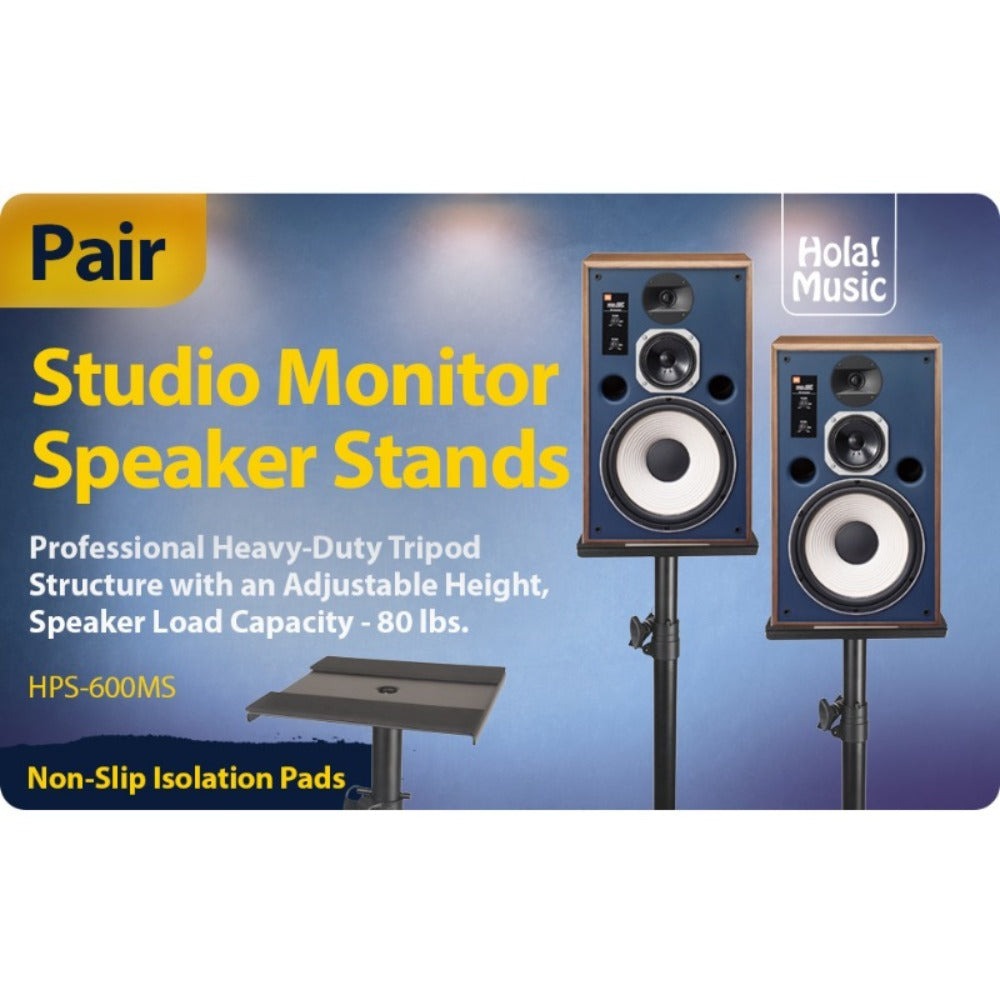 Par de Soportes para Altavoces de Estudio, Altura Ajustable, Modelo HPS-600MS, Estructura de Trípode Profesional de Alta Resistencia