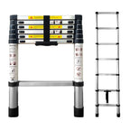 Escalera Telescópica de Acero Galvanizado Extensible y Plegable 2 a 4,4 Metros | Altura Ajustable por Peldaños con Cierre de Seguridad | Certificada EN131 para Uso Profesional y Doméstico | Base Antideslizante con Pies de Goma | Ideal para Reformas, Jardí