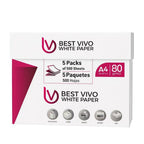 VORTEX Papel Folio A4 80gsm Pack 500 hojas, Box 5pack BEST VIVO WHITE PAPER