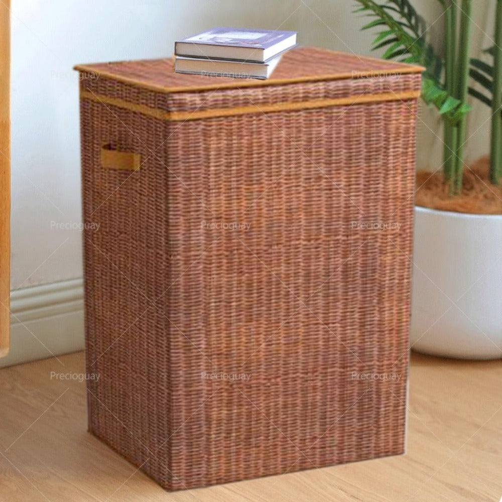 Cesta de lavandería grande de plástico con estampado de ratán y espacio de almacenamiento, cesta de lavandería para el baño, cesta para toallas de hotel de cinco estrellas, cesta de lavandería, dimensiones 40 x 35 x 60 cm