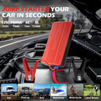 Arrancador de Coche - 12V 3000A Pico, Inicia 6.0L Gasolina/5.0L Diésel en 3s. Carga Rápida USB-C PD para Teléfonos/Portátiles. Linterna LED (SOS/Estroboscópica). Para Coches, SUV, Camiones, Motos, Barcos. Ideal para Viajes, Camping, Invierno, Baterías Mue
