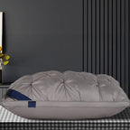 Almohadas Extra Grandes de Lujo Calidad Hotelera 2025 - Funda 100% Poliéster y Relleno Suave Alternativo de Plumas, Soporte Ergonómico para Quienes Duermen de Espalda/Brazos/Boca Abajo, Estilo Estándar Blanco/Gris para Uso Doméstico y Hotelero