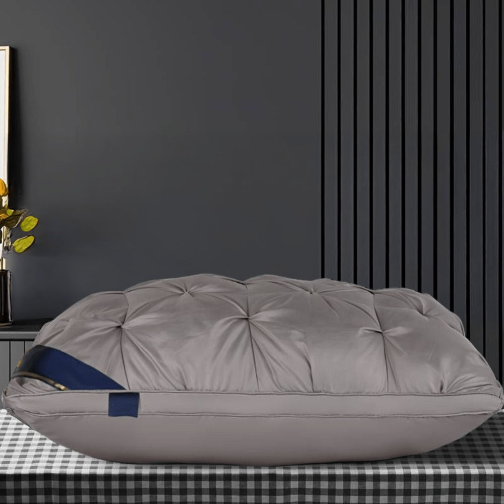Almohadas Extra Grandes de Lujo Calidad Hotelera 2025 - Funda 100% Poliéster y Relleno Suave Alternativo de Plumas, Soporte Ergonómico para Quienes Duermen de Espalda/Brazos/Boca Abajo, Estilo Estándar Blanco/Gris para Uso Doméstico y Hotelero