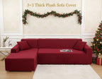 Juego de funda de sofá de felpa lujosa para sofá en forma de L (3 plazas 2 piezas) - Suave, lisa y agradable para la piel - Mejora perfecta para la decoración de la sala de estar de Navidad