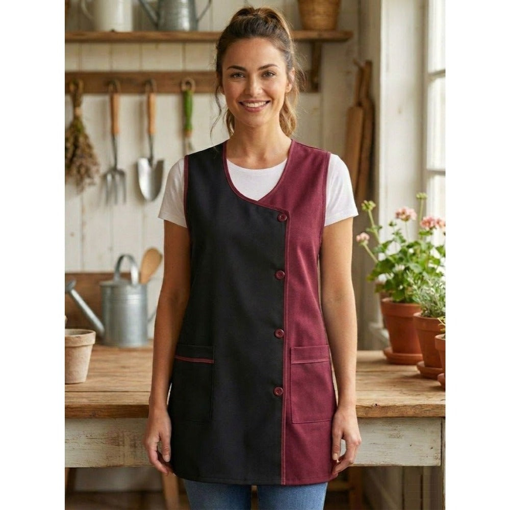 Mandilón de Cocina Liso para Mujer Cómodo y Resistente, Moderno y funcional Detalles: Bolsillos frontales y botones frontales Uso: Cocina, hogar, trabajo y actividades diarias