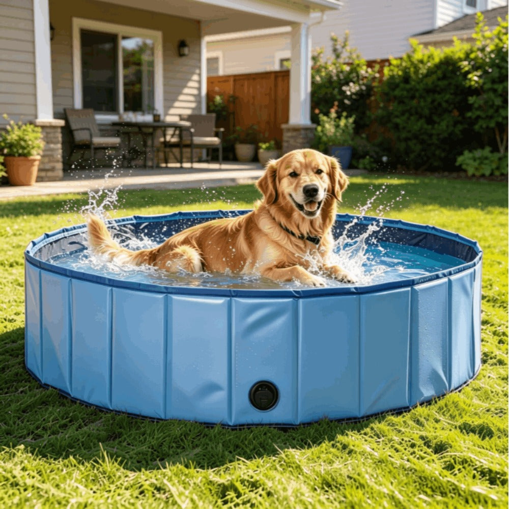 Piscina Plegable para Perros Gatos Bañera Portátil para Mascotas Plegable PVC y Resistente 80x20cm
