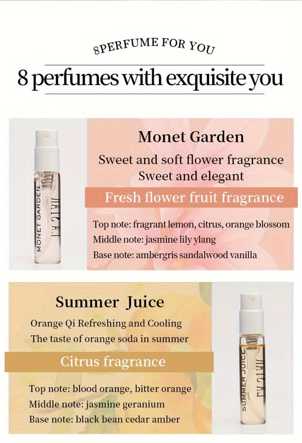 LASTAR Caja de Regalo de Perfume, 8 Bolsillos de Perfume, Fragancia Fresca para Mujer Perfume Duradero, Flores de Frutas Amaderadas con Combinación de Aromas Diferentes, Artículo Esencial para el Hogar, Citas y Viajes, Buen Regalo de Vacaciones para Mujer