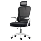 Silla de Oficina, para Gaming, Escritorio Ergonmica con Reposacabezas, Ajustable y con Soporte Lumbar Respaldo de Malla Transpirable Reposabrazos Abatibles de 90 Giratoria 360 (SF168-001)
