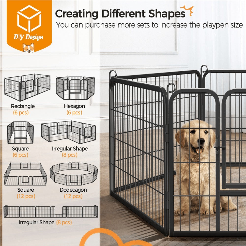 Costoffs Jaula para Perros de 80 x 60 cm con Puerta y Anillos para Piso, Ideal para Uso Interior y Exterior