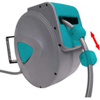 Soporte de manguera gris para pared con carrete de manguera neumático y conexión automática de 1/4''