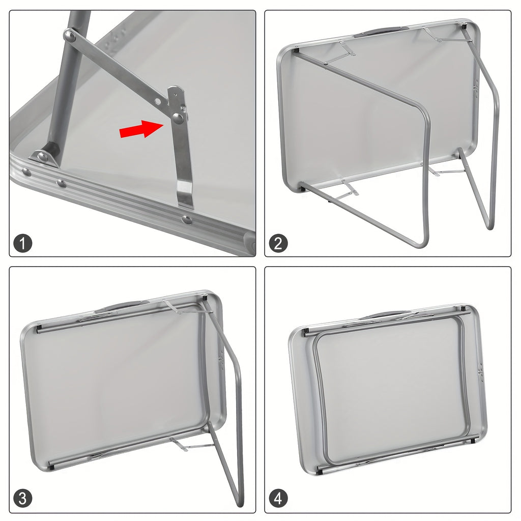 1pc Mesa de Camping Plegable con Asas, de 70X50X60Cm, Ideal para Picnics al Aire Libre y Uso en Playa, Hecha de Aluminio y MDF, Diseñada para Jardines