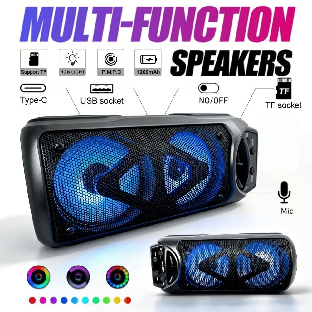 Altavoz subwoofer Bluetooth de grado profesional, diseño ligero y portátil, alto rendimiento de campo de sonido dinámico, efecto de iluminación ambiental RGB, excelente calidad de sonido, esencial para fiestas, audio de moda, interfaz USB, karaoke, fiesta