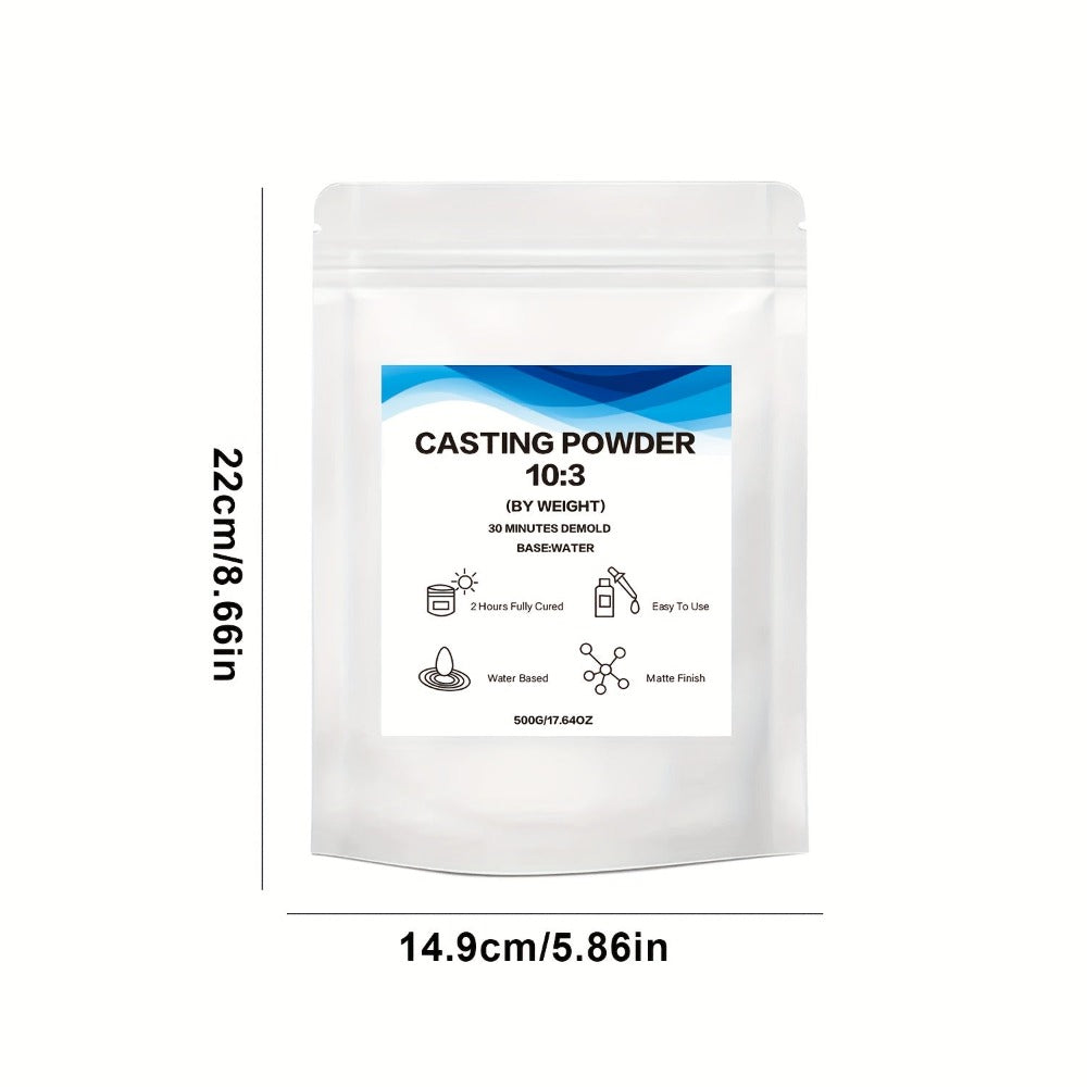 LEQU Polvo de Resina para Fundición 500G, Kit de Fundición para Principiantes de Resina de Curado Rápido, Tiempo de Desmoldado de 20-30 Minutos, Polvo de Yeso Activado con Agua Fácil de Mezclar para Manualidades, Esculturas, Fabricación de Moldes de Arte