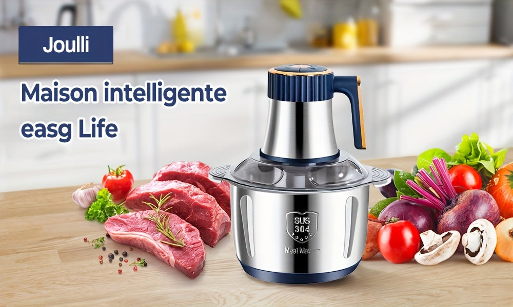Procesador de alimentos de acero inoxidable de 5 litros, picadora eléctrica potente de 40,000 RPM, 6S, procesador multifuncional de acero inoxidable para cortar verduras para carne, verduras, cebolla, ajo, ensalada y alimentos para niños