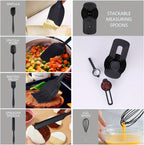Juego de 21 tazones mezcladores/7 tazones con tapas, tazones para ensalada anidables de acero inoxidable con 3 accesorios de rallador, 7 cucharas medidoras y fondo de silicona antideslizante, tazones de cocina para cocinar, hornear y preparar alimentos, a