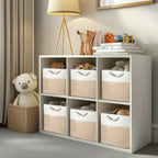 Organizador Plegable 3x con Asas Cesta de Almacenamiento de Tela para Estantes, Armarios y Alacenas Duradero y Ligero Organización del Hogar Color Caqui