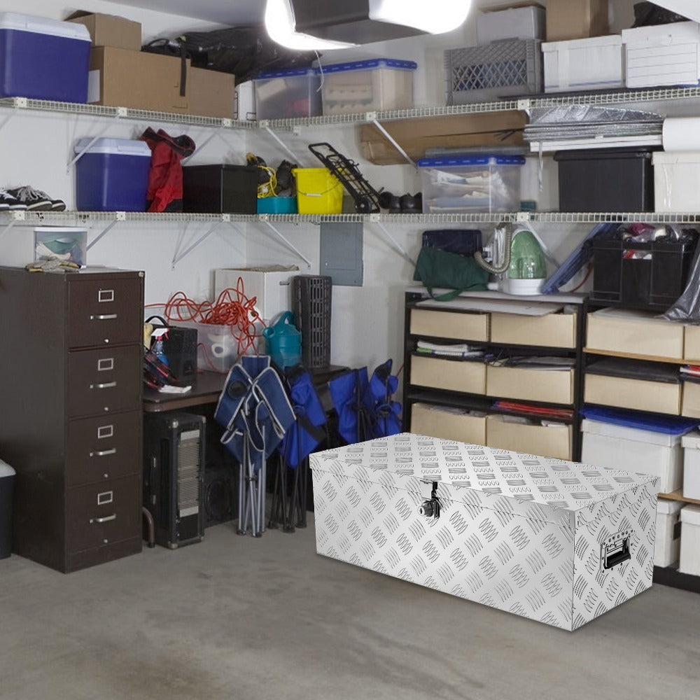 Organizador de Herramientas Caja de Aluminio con Correas para Transporte y Almacenamiento de Utensilios Eléctricos, Jardinería y Manuales