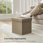 Puff o Banco de almacenaje Plegable | Taburete Reposapiés Otomana | Baúl de Almacenamiento | Taburete Reposapiés.para Cama, Dormitorio, salón, Comedor o Recibidor | 38x38x38cm | Soporta 300kg.