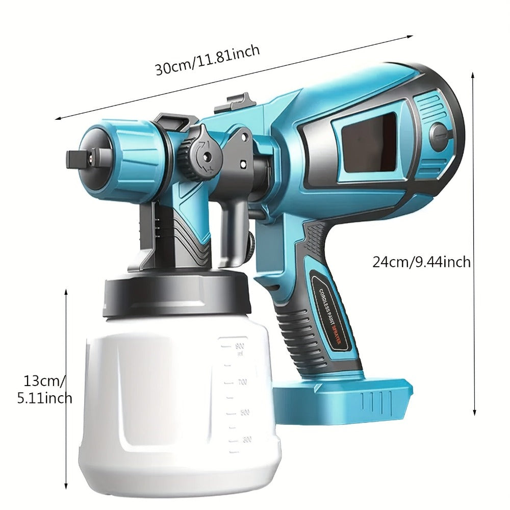 Pistola de pintura sin cables, con 2 baterías de 3000mAh y cargador, 3 boquillas, pistola de pintura para cercas de 300W con recipiente de 1000ml para paredes y techos, muebles de jardín, cobertizos