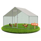 Gallinero 3x2m, Jaula Exterior para Gallinas de Rango Libre, Recinto con Cerradura de Seguridad, Malla Recubierta y Techo de PE, Adecuado para Gallinas, Patos, Conejos y Otros Animales Pequeños
