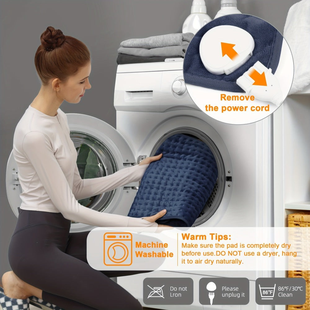 Almohadilla Térmica Eléctrica - 6 Niveles de Calefacción, Hasta 140 °F, Apagado Automático a las 2 Horas, Portátil 60 cm x 30 cm, Franela Suave, Lavable a Máquina, Adecuada para Abdomen, Cuello, Hombro, Rodilla, Pierna, Regalo para Hombre, Mamá y Papá, Re