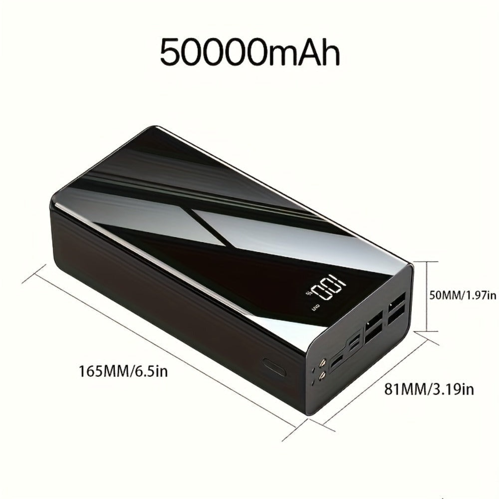Cargador USB Rápido de Gran Capacidad 50000Mah con Pantalla LED, Linterna y Reserva de Energía de Emergencia - Luz de Camping para Exteriores para iPhone, Android y Dispositivos Digitales, Regalo de Vacaciones