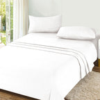 Juego de Sábanas Ligero Suave Fresca 4 Piezas para Cama de 90/105/135/150 cm – 100%Microfibra – Incluye Sábana Bajera Ajustable con borde elástico de 25 cm de profundidad, Sábana Encimera y 2 Fundas de Almohada – Suave, Transpirable y Confortable