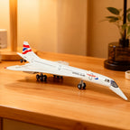 Adorno de avión modelo coleccionable, aeronave de simulación de grado de exhibición, avión de pasajeros supersónico Concorde de aleación a escala 1:68, modelo de avión de exhibición estática con detalles altamente restaurados, decoración de escritorio par