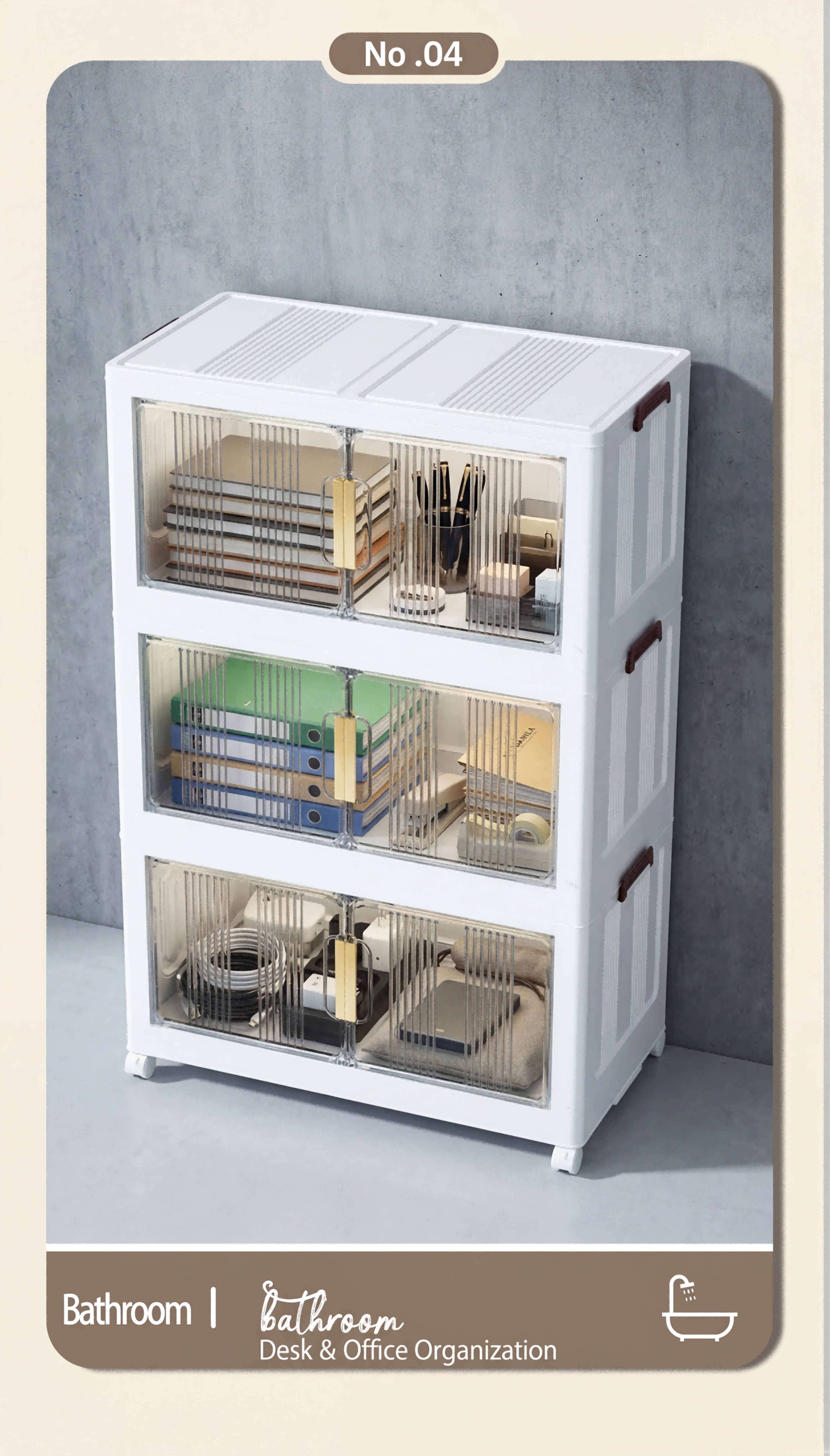 Armario plegable de almacenamiento con ruedas 88 cm plegable | Oficina, cocina y dormitorio