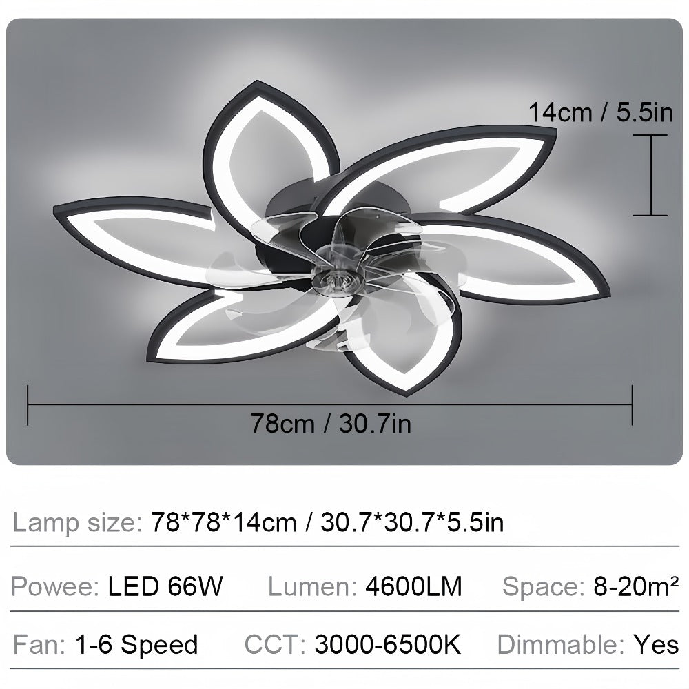Ventilador de techo con iluminación para dormitorio y sala de estar | 66W y control remoto