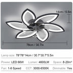 Ventilador de techo con iluminación para dormitorio y sala de estar | 66W y control remoto